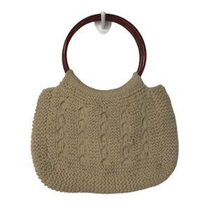 Vintage Knit Boho Round Handle Handbag Purse